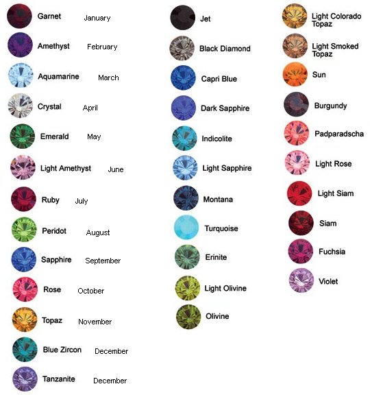 Color Chart, Swarovski, Pearls, Gems, Crystals - LaDiSiReflections